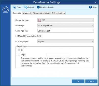 DocuFreezer Common Settings