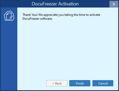 DocuFreezer activation is complete