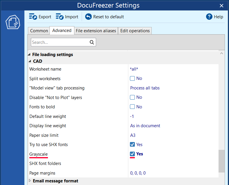 DWG to black-and-white (grayscale) PDF