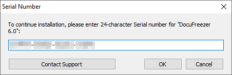 Enter Serial Number for DocuFreezer