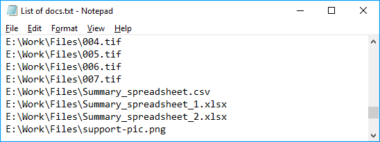 Import a TXT file with list of files to DocuFreezer