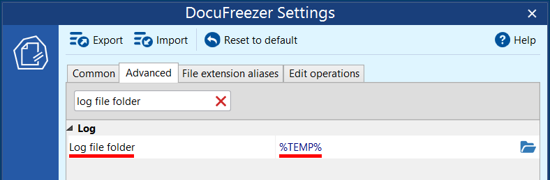 Change location where log files are saved