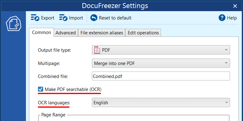 Merging multiple files into one with text recognition (OCR)